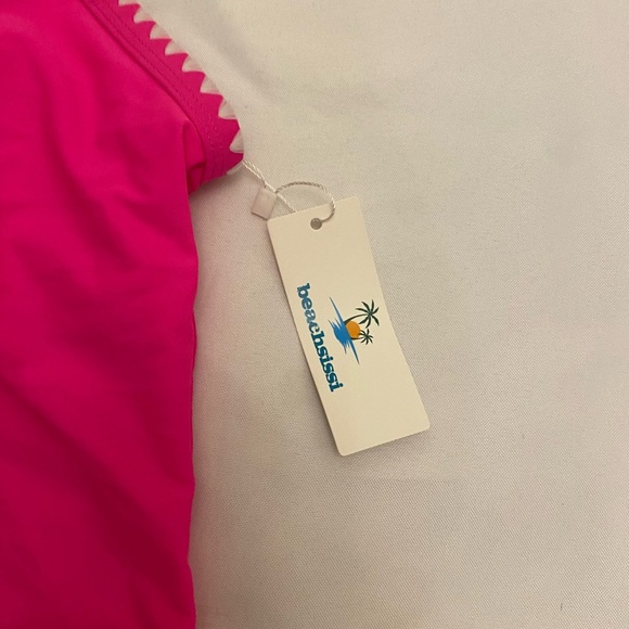 Beachsissi Women Cute White Trim Bathing Suit Swimwear Round Neck Tankini SizeXL - Picture 9 of 11